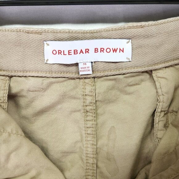 Orlebar Brown Cargo Shorts Mens Size 36 Linen Blend Khaki Bulldog Slim Fit 5" - Picture 7 of 11
